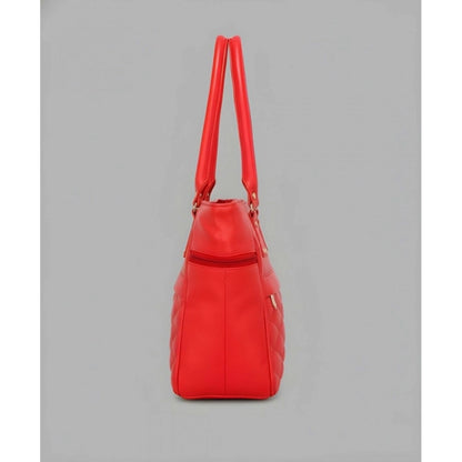 Women's PU Leather Solid Shoulder Zipper Handbag (Red) - POPNOVA