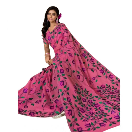 Women's Georgette Printed Saree With Unstitched Blouse 5.5Mtr | POPNOVA