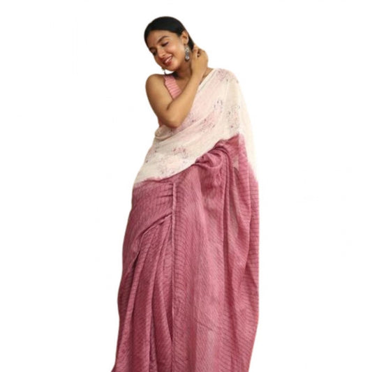 Women's Linen Printed Saree With Unstitched Blouse 5.5Mtr | POPNOVA
