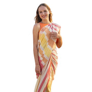 Women's Linen Printed Saree With Unstitched Blouse 5.5 Mtr (Yellow)