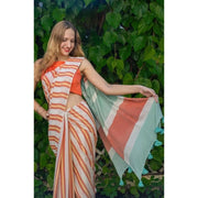 Women's Linen Printed Saree With Unstitched Blouse 5.5 Mtr (Orange)