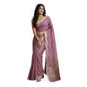 Women's Cotton Printed Saree With Unstitched Blouse 5.5 Mtr (Purple)