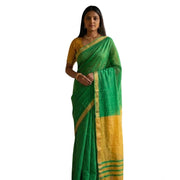 Women's Cotton Printed Saree With Unstitched Blouse 5.5 Mtr (Green)