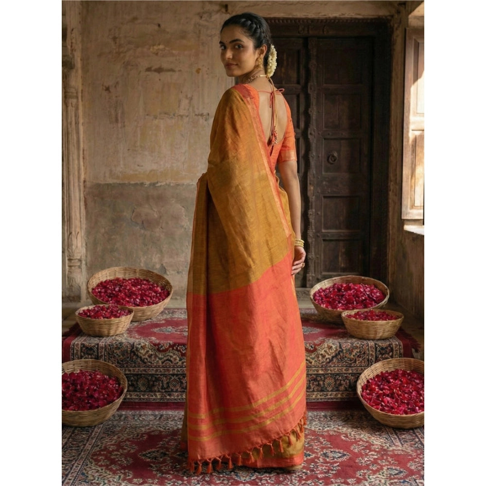 Women's Cotton Printed Saree With Unstitched Blouse 5.5 Mtr (Mustrad)