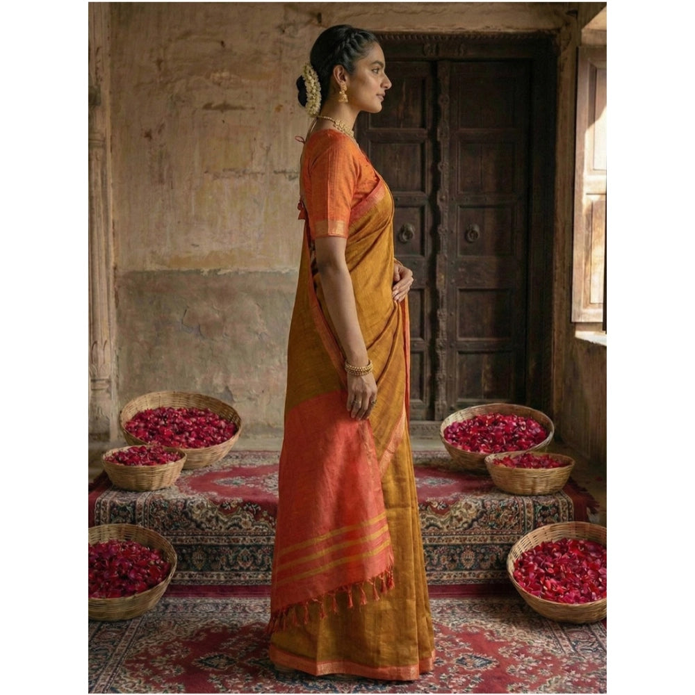 Women's Cotton Printed Saree With Unstitched Blouse 5.5 Mtr (Mustrad)