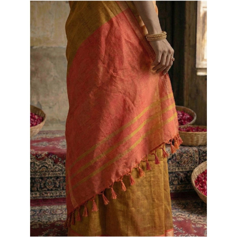 Women's Cotton Printed Saree With Unstitched Blouse 5.5 Mtr (Mustrad)