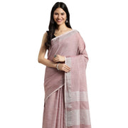 Women's Linen Cotton Printed Saree With Unstitched Blouse 5.5 Mtr (Purple)