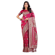 Women's Silk Printed Saree With Unstitched Blouse 5.5 Mtr (Magenta)