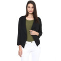 Generic Women's Polyester Solid Long Sleeves Blazer (Black)