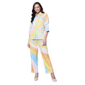 Generic Women's Polyester Colour Blocking 3-4th Sleeve Co-Ord Set (Multicolor)