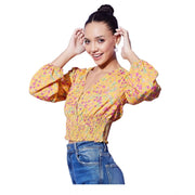 Women's Polyester Floral Long Sleeve Top - Multicolor