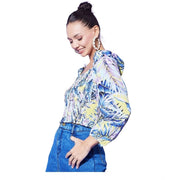 Women's Polyester Floral Long Sleeve Top - Multicolor