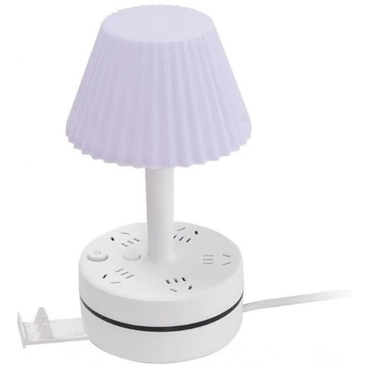 Plastic-LED Ribbed Shade Table Lamp with USB Charging Base (White) | Home Accessories