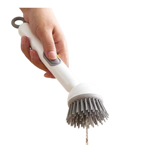 TPR-Plastic Solid Electric Liquid Soap Dispensing Cleaning Brush with Handle (Grey-White) | Home Accessories