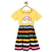 Girl's Cotton Striped Short Sleeve Dress - Multicolor