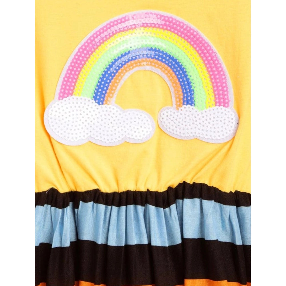 Girl's Cotton Striped Short Sleeve Dress - Multicolor