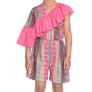 Girl's Cotton &amp; Polyester Printed 3/4th Sleeves Dress - Pink