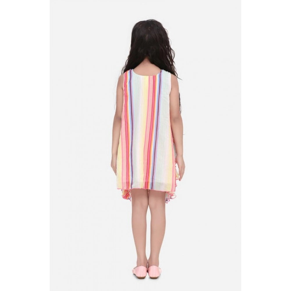 Girl's Chiffon Ruffled Sleeveless Dress - Multicolor