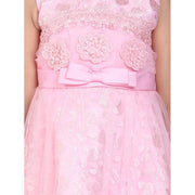 Girl's Net Embroidered Sleeveless Dress - Pink