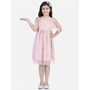 Girl's Net Printed Sleeveless Dress - Blush Pink