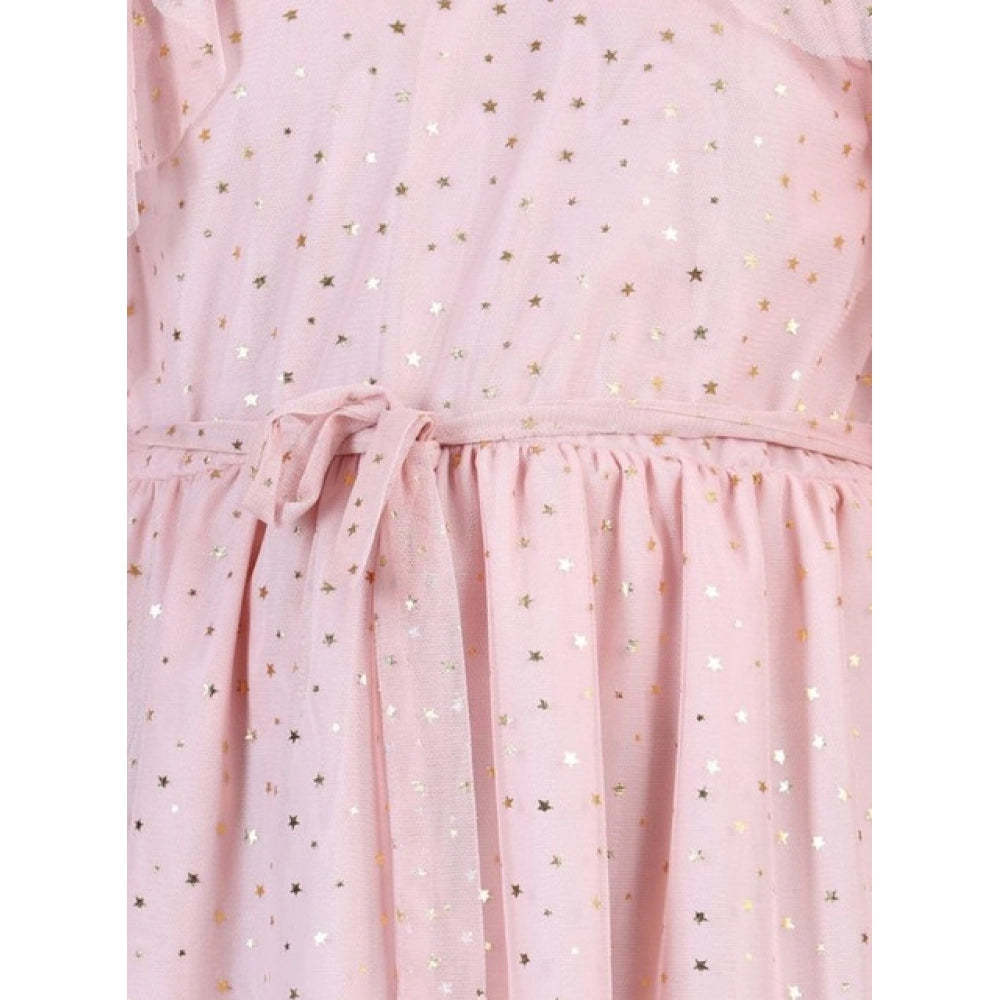 Girl's Net Printed Sleeveless Dress - Blush Pink