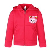 Girl's Fleece Printed Long Sleeves Hoodie Jacket - Magenta