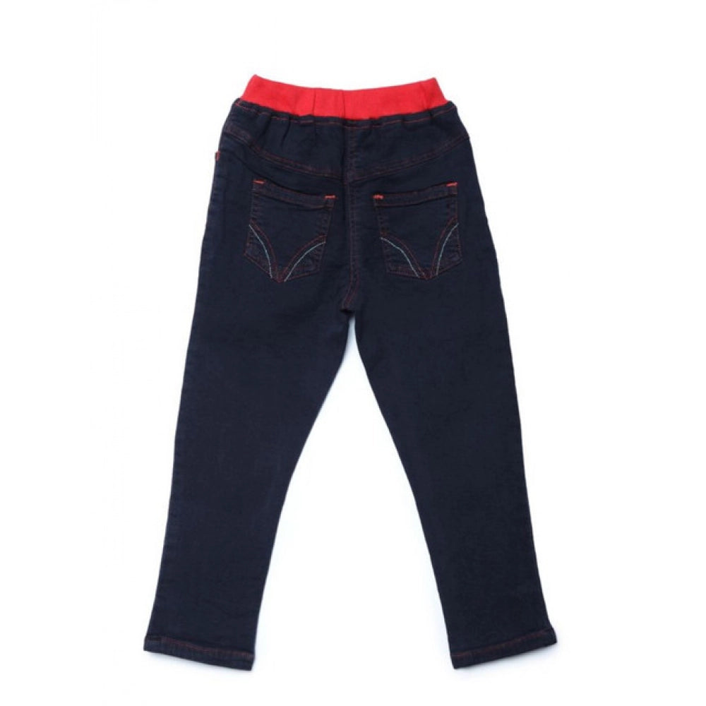 Girl's Denim Ribbed Elasticated Jeans - Black