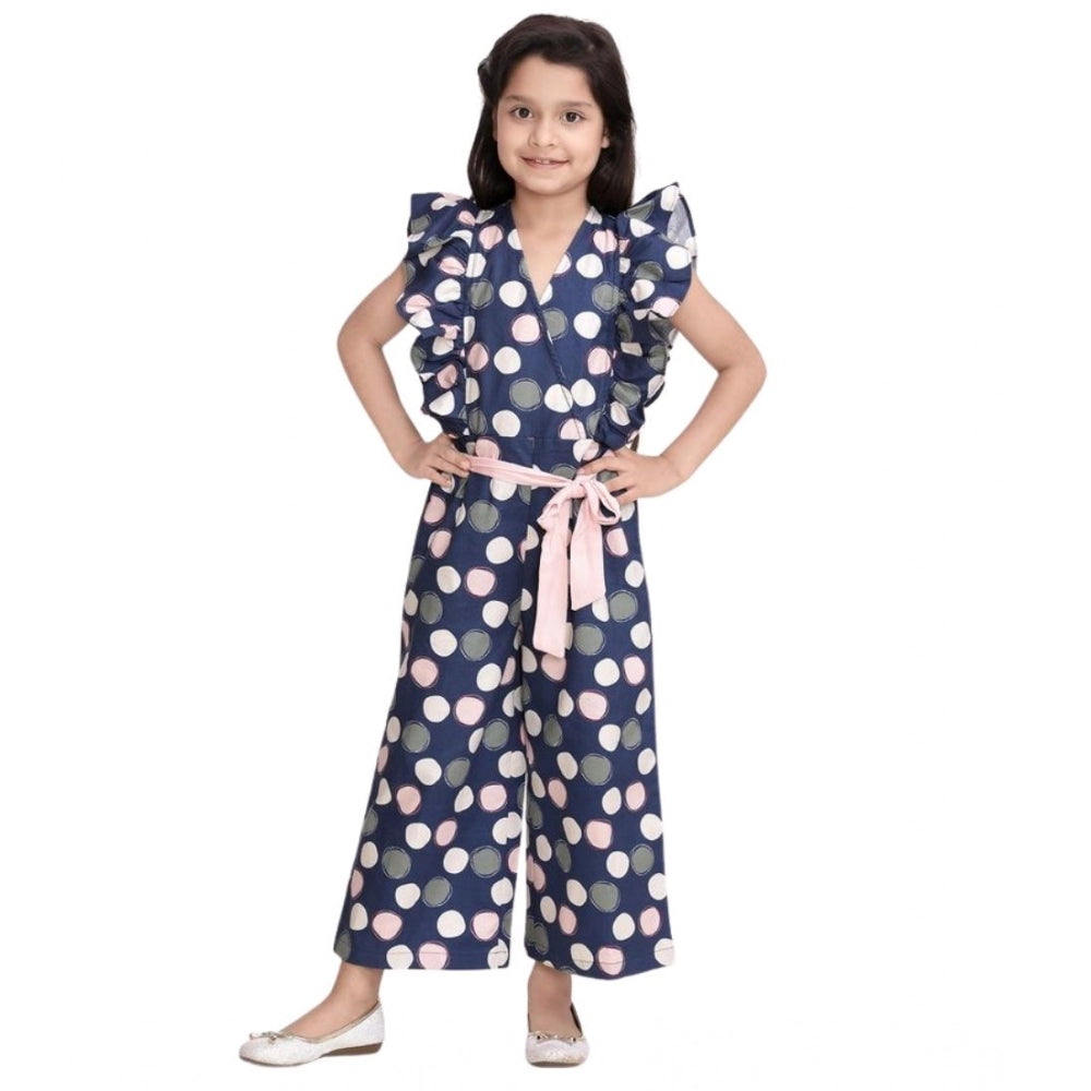 Girl's Rayon Polka Flutter Jumpsuit - Multicolor