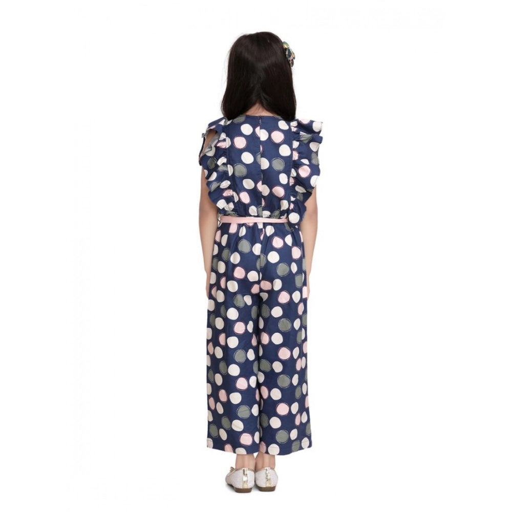 Girl's Rayon Polka Flutter Jumpsuit - Multicolor