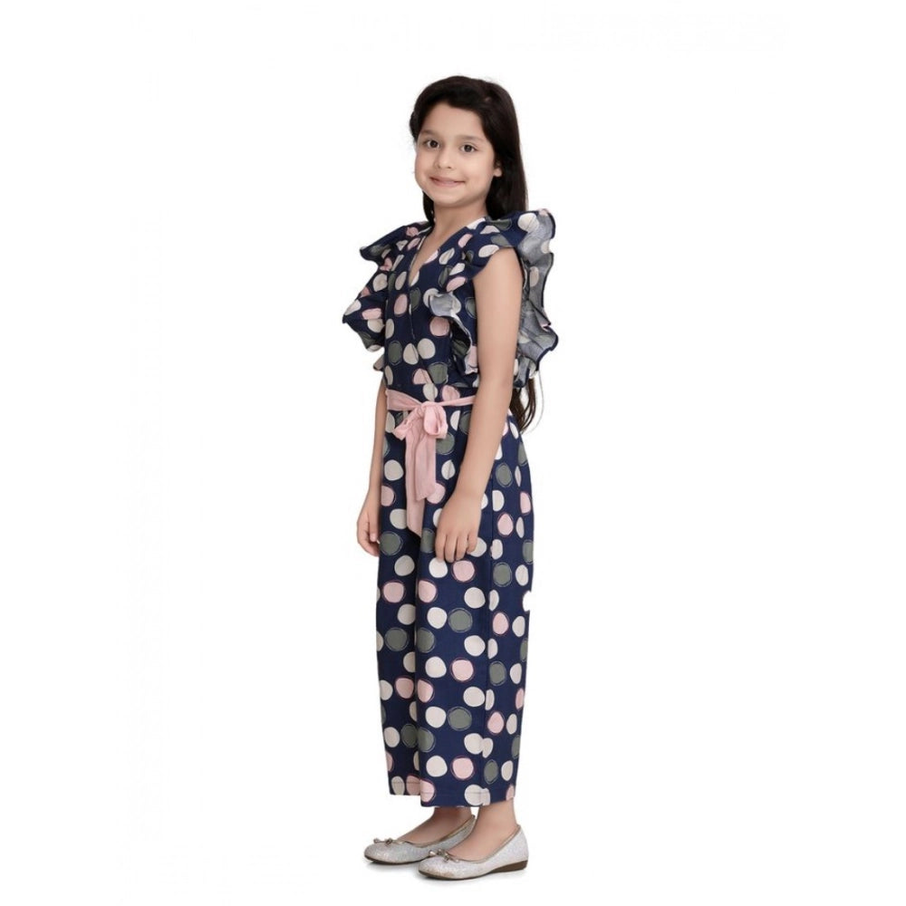 Girl's Rayon Polka Flutter Jumpsuit - Multicolor