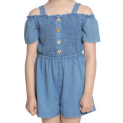Girl's Rayon Solid Sleeveless Jumpsuit - Blue