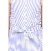 Girl's Polyester Cotton Blend Striped Sleeveless Jumpsuit - Light Blue