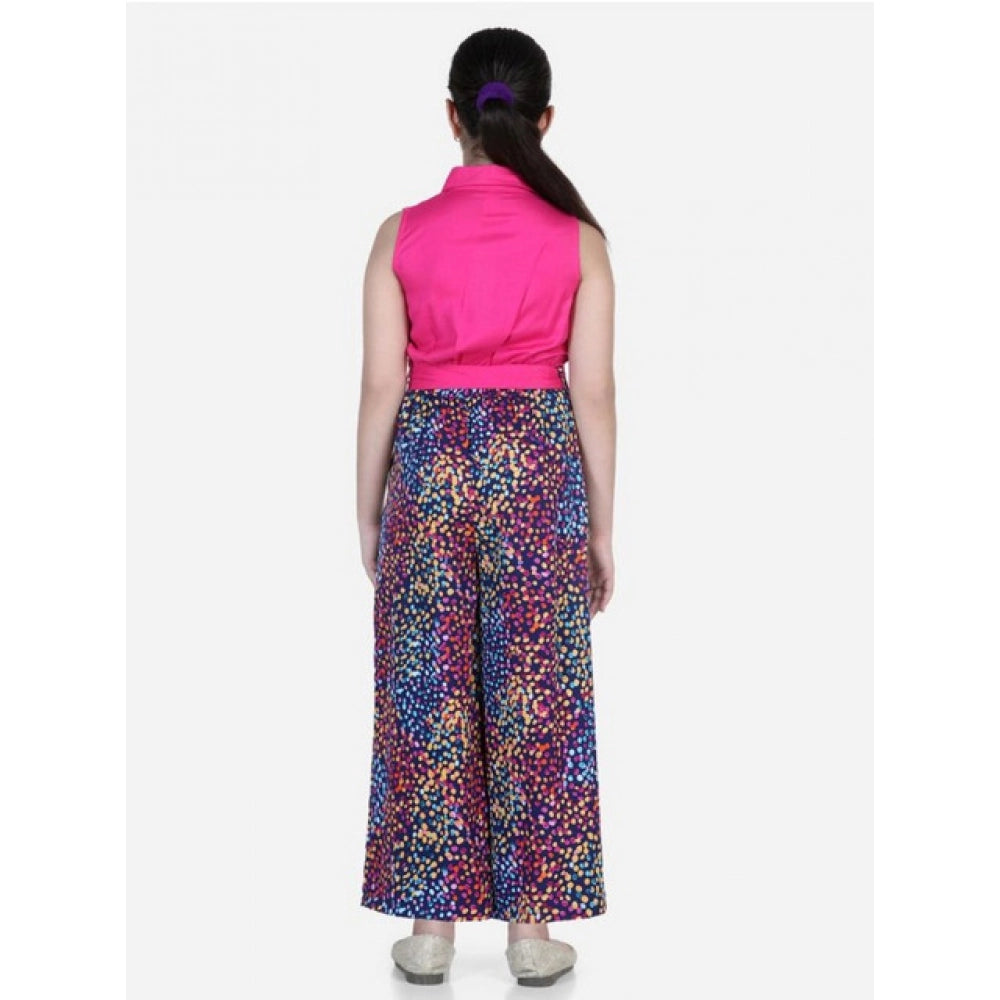Girl's Bodice-Rayon Colour Block Sleeveless Jumpsuit - Multicolor