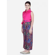 Girl's Bodice-Rayon Colour Block Sleeveless Jumpsuit - Multicolor