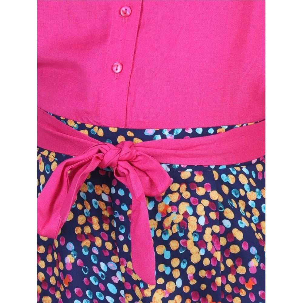 Girl's Bodice-Rayon Colour Block Sleeveless Jumpsuit - Multicolor