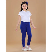 Girl's Cotton Lycra Solid Elasticated Leggings - Blue
