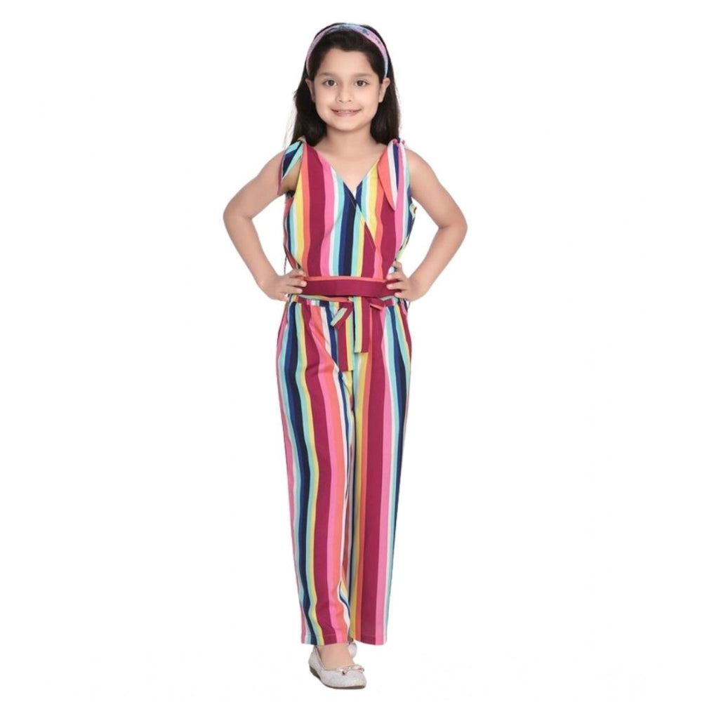 Girl's Polyester Crepe Floral Cold Shoulder Crop Top and Pallazo Set - Multicolor