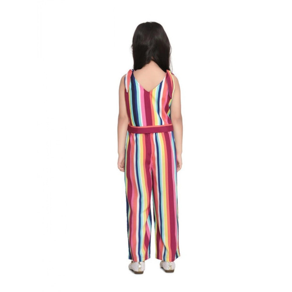 Girl's Polyester Crepe Floral Cold Shoulder Crop Top and Pallazo Set - Multicolor