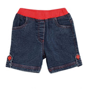 Girl's Denim Lace Inserts Sleeveless Shorts - Blue-Red