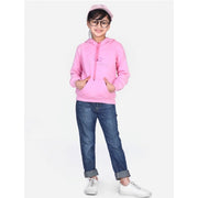 Girl's Fleece Embellished Long Sleeves Sweatshirt - Light Pink