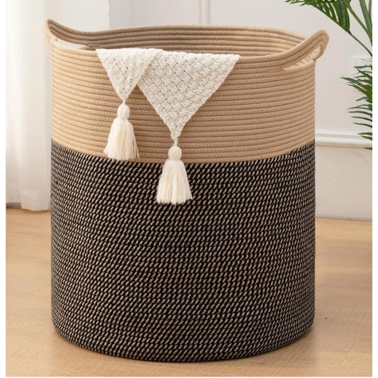 Cotton 12x14 Inch - Mix Storage Basket For Clothes With Out Lid (Dark-Brown) - POPNOVA