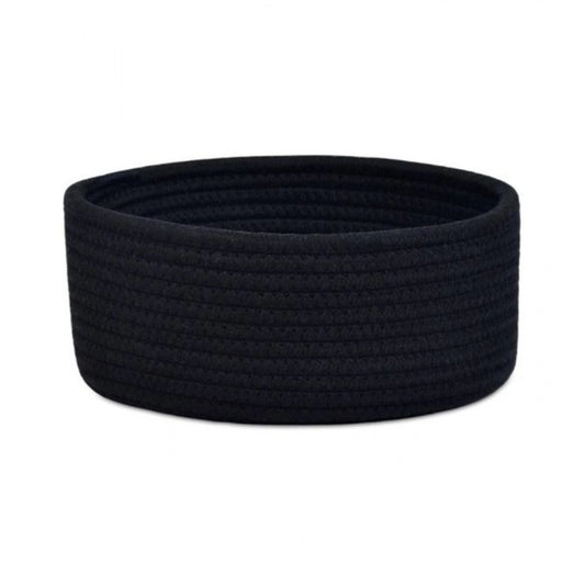 Cotton 8x3 Inch Round 1 Pcs Bedside Organizer With Out Lid (Black) - POPNOVA
