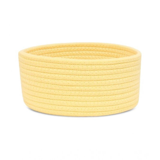 Cotton 8x3 Inch Round 1 Pcs Bedside Organizer With Out Lid (Yellow) - POPNOVA