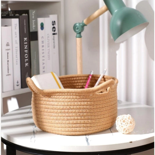 Cotton Pack Of 1 Cat Basket 8x4 Inch Storage Basket For Clothes (Beige) - POPNOVA