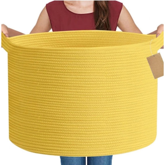 Generic Cotton Pack Of_1 14x12 Inch Storage Basket For Clothes With Out Lid (Yellow)