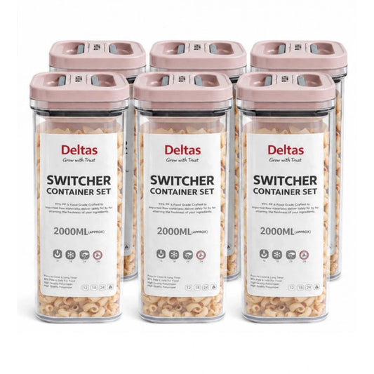 Generic Pack of 6 Switchers Airtight Storage Container Set 2000 ML (Pink)