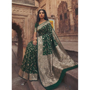 Women's Art Silk Printed Saree With Unstitched Blouse 5.5 Mtr (Green)