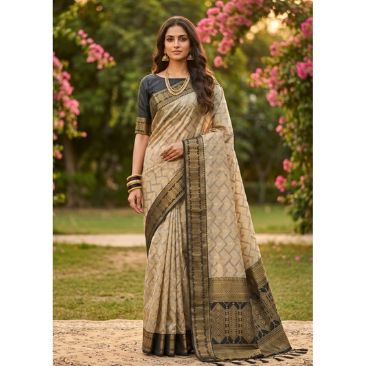 Women's Cotton Printed Saree With Unstitched Blouse 5.5m (Multicolor)