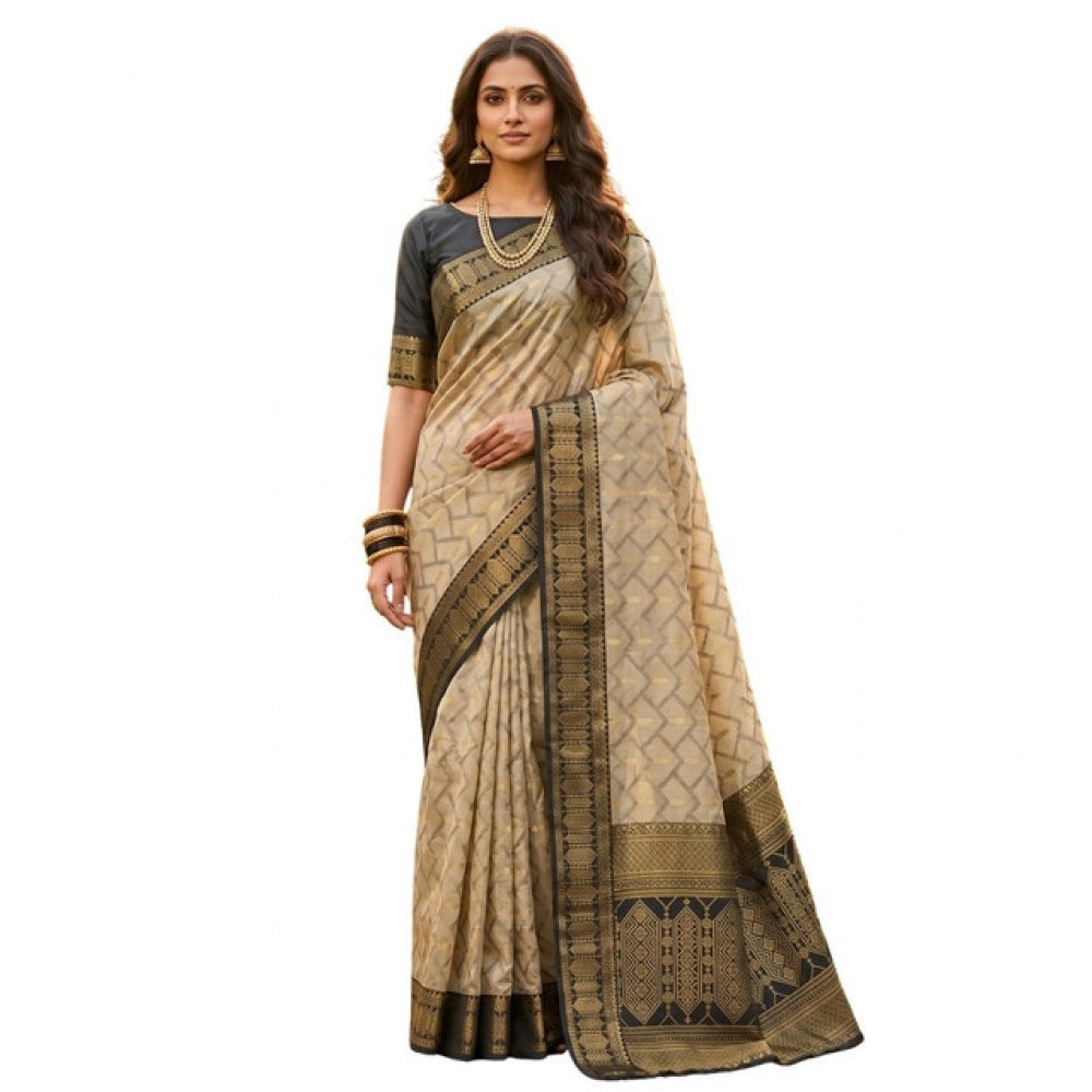 Women's Cotton Printed Saree With Unstitched Blouse 5.5 Mtr (Multicolor)