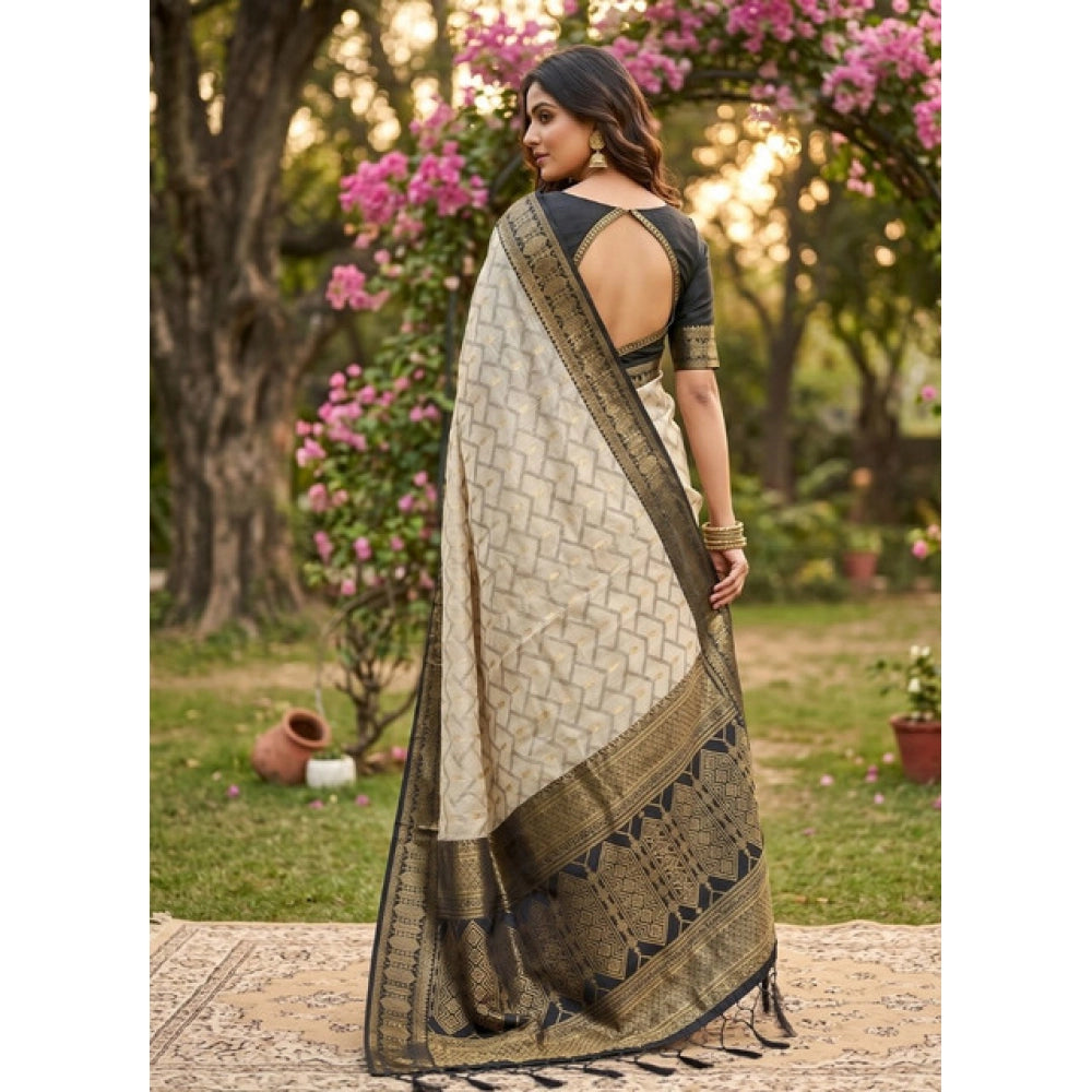 Women's Cotton Printed Saree With Unstitched Blouse 5.5 Mtr (Multicolor)